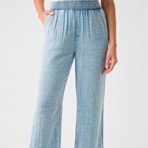 Faherty Dream Organic Cotton Wide Leg Pants XS Light Indigo Wash - NWOT
